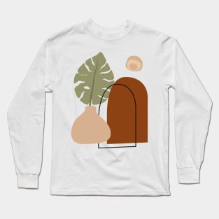 Minimal Modern  Abstract Shapes  terraccota  Warm Tones  Design Long Sleeve T-Shirt